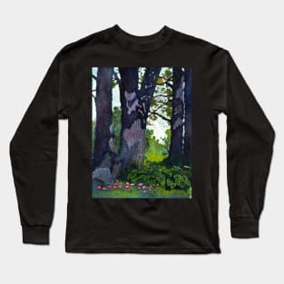 A View Through The Trees, Watercolor and Ink Batik on Rice Paper Long Sleeve T-Shirt